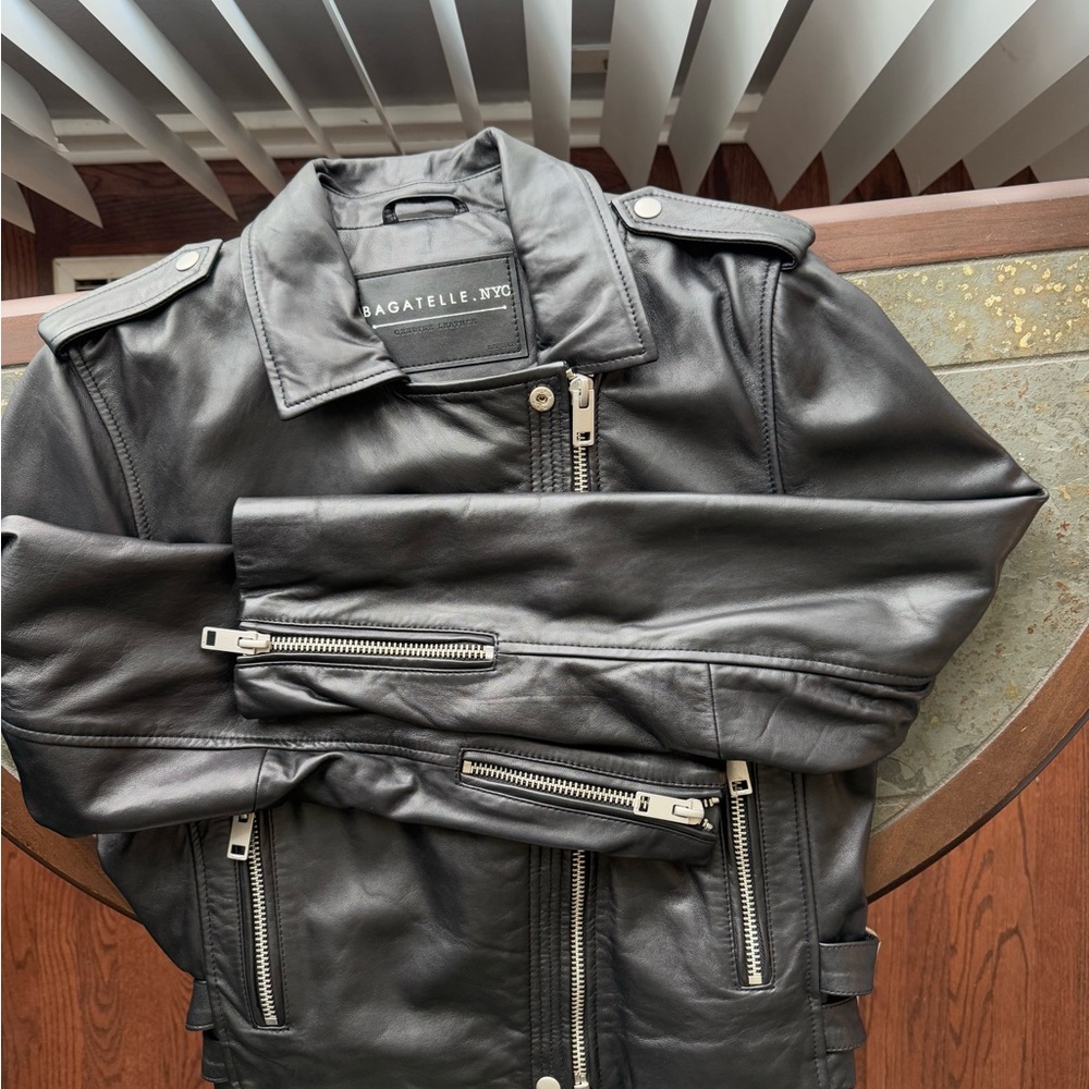 Bagatelle Black Leather Military Jacket